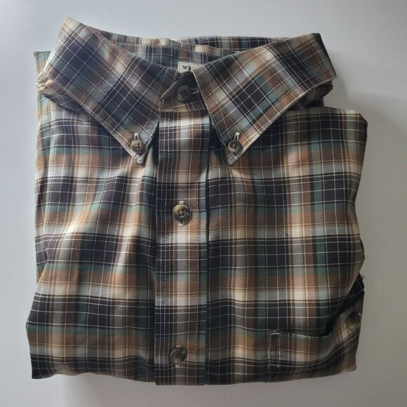 Gander Mountain Wrinkle Resistant Plaid Shirt Button Down Pocket Mens Large - Picture 3 of 7
